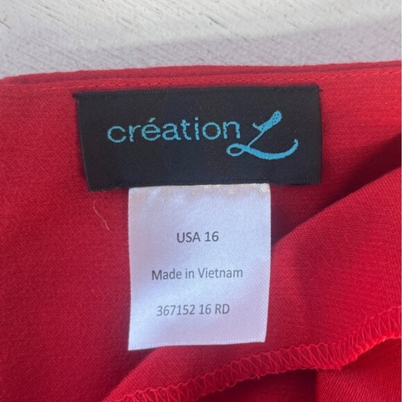 Création L Long Sleeve Midi Dress Size 16 Red Ruffle Hem Back Zipper - Picture 7 of 9